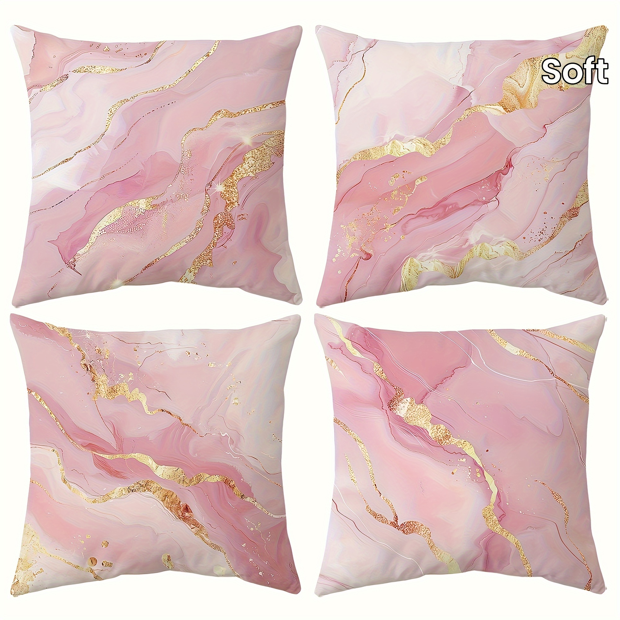 

Style Rose Print Throw Pillow Covers Set Of 4, 18x18 Inch - Soft Plush, Abstract Art Design Zipper Closure, Machine Washable, Fits Sofa, Bed, Patio, And Outdoor - 100% Polyester Woven Covers