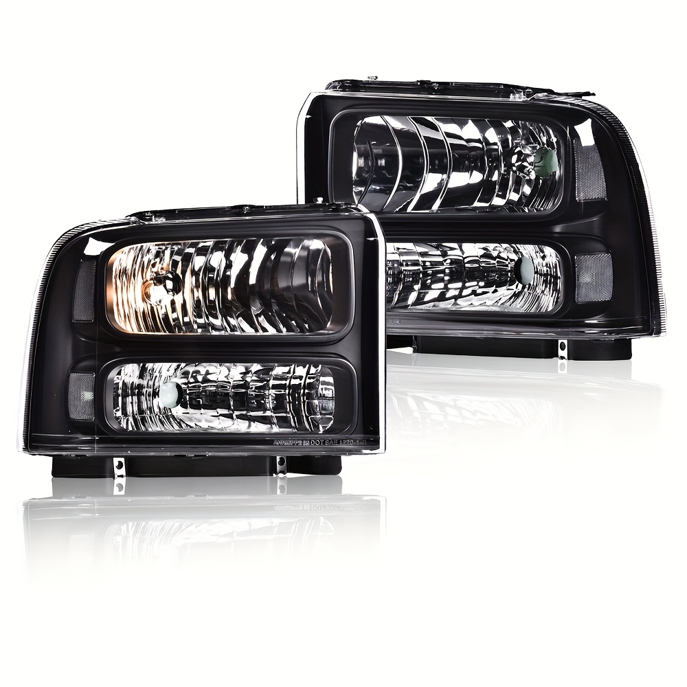 TEMU Headlights Assembly, For Ford For For F350 For For F550 Super Duty1999-2004 Headlamp Driver And Passenger Side2000-2004, Clear Lens Black ,