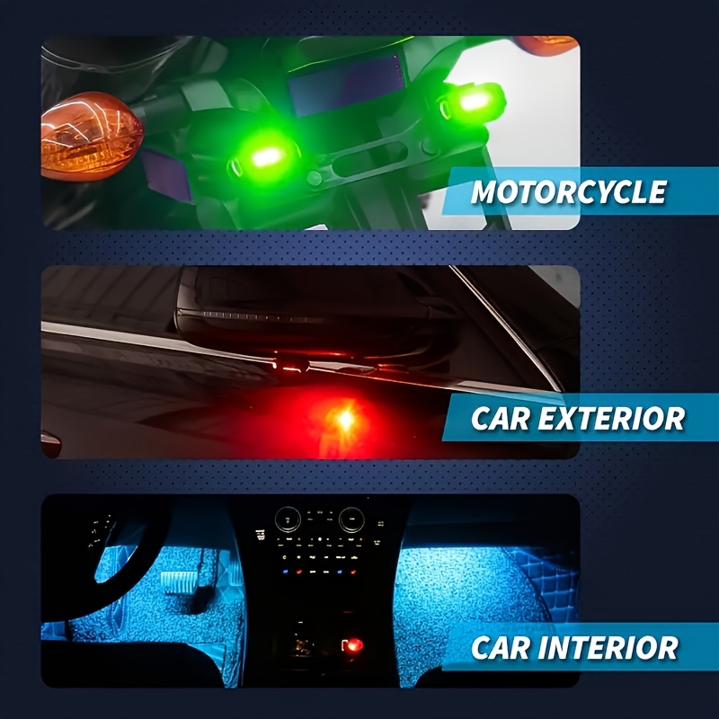 4 6 led strip lights 8 color high brightness anti collision lighting with remote control usb charging aircraft motorcycles and bikes details 8