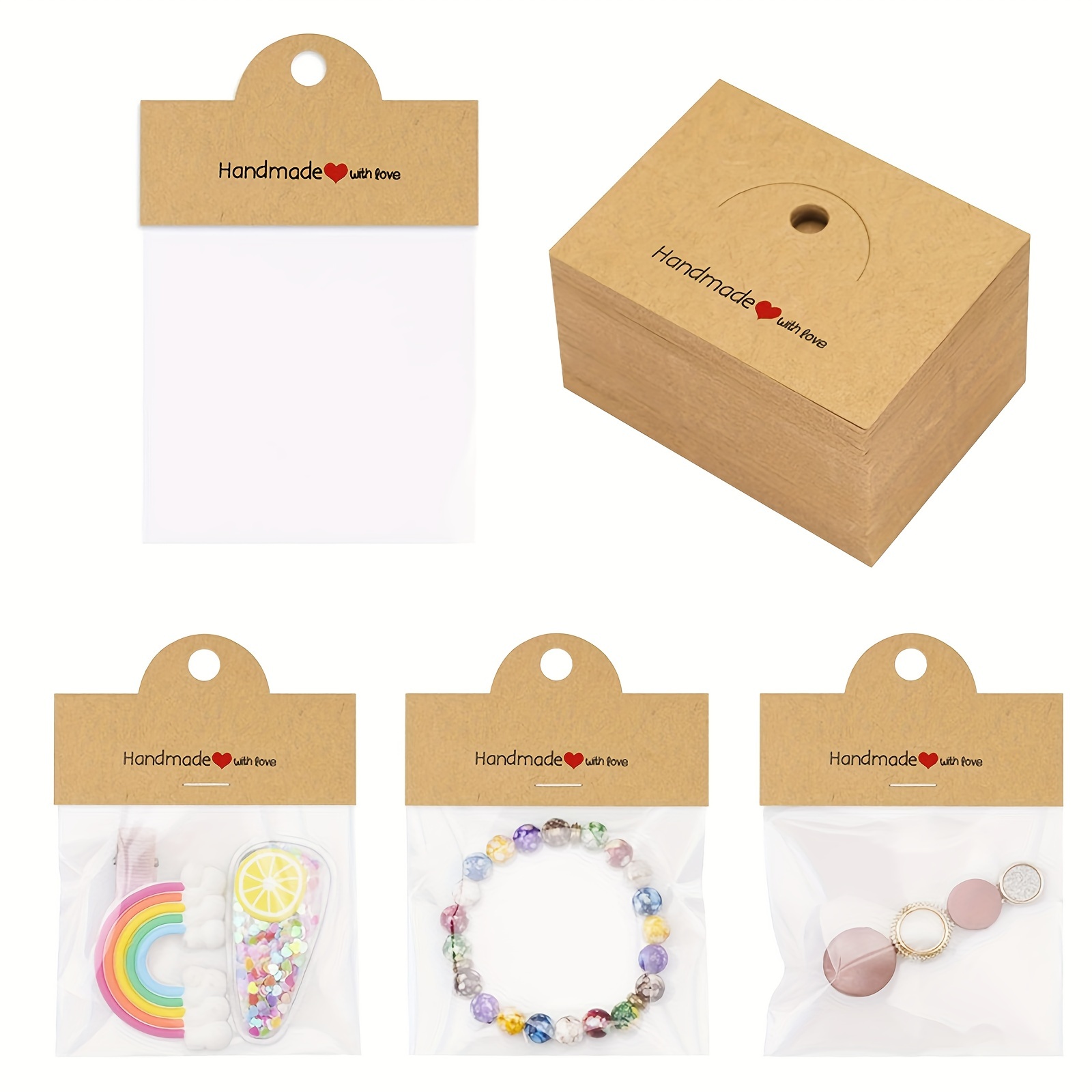 

100pcs Jewelry Packaging Products, Including 50 Bags And 50 Cards, Jewelry Display Transparent Bags, Small Craft Packaging Sets For Bracelets, Keychains, Earrings, Headwear, Jewelry