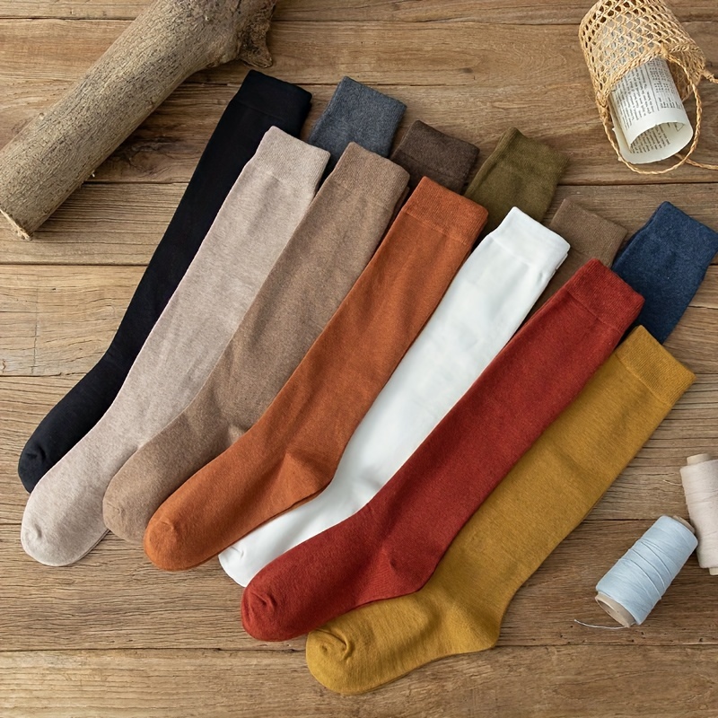 

5 paires de chaussettes solides amincissantes pour mollets, chaussettes hautes au genou de style JK assorties à tout, bas et bonneterie pour femmes