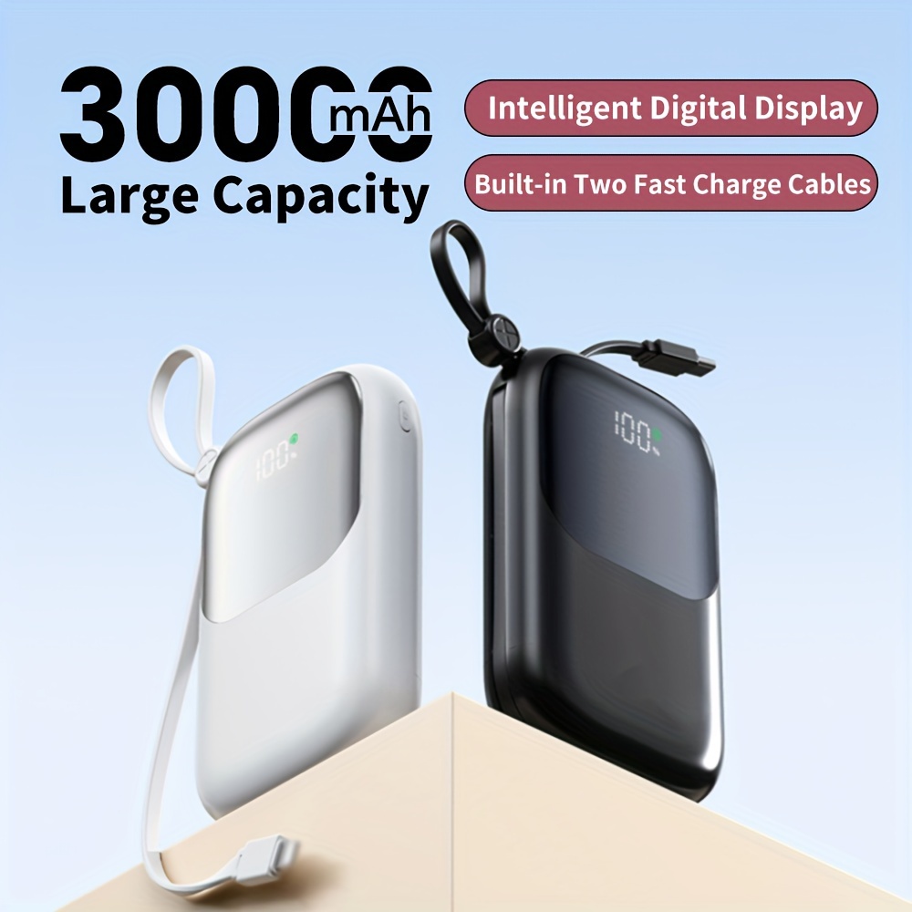 

30000mah Mobile Power Supply, Built-in Dual Wire, 4 Output, Pd20w Bidirectional Fast Charge, 4 Colors Can Be Matched, Suitable For Business Trips, Travel, Mountain Climbing