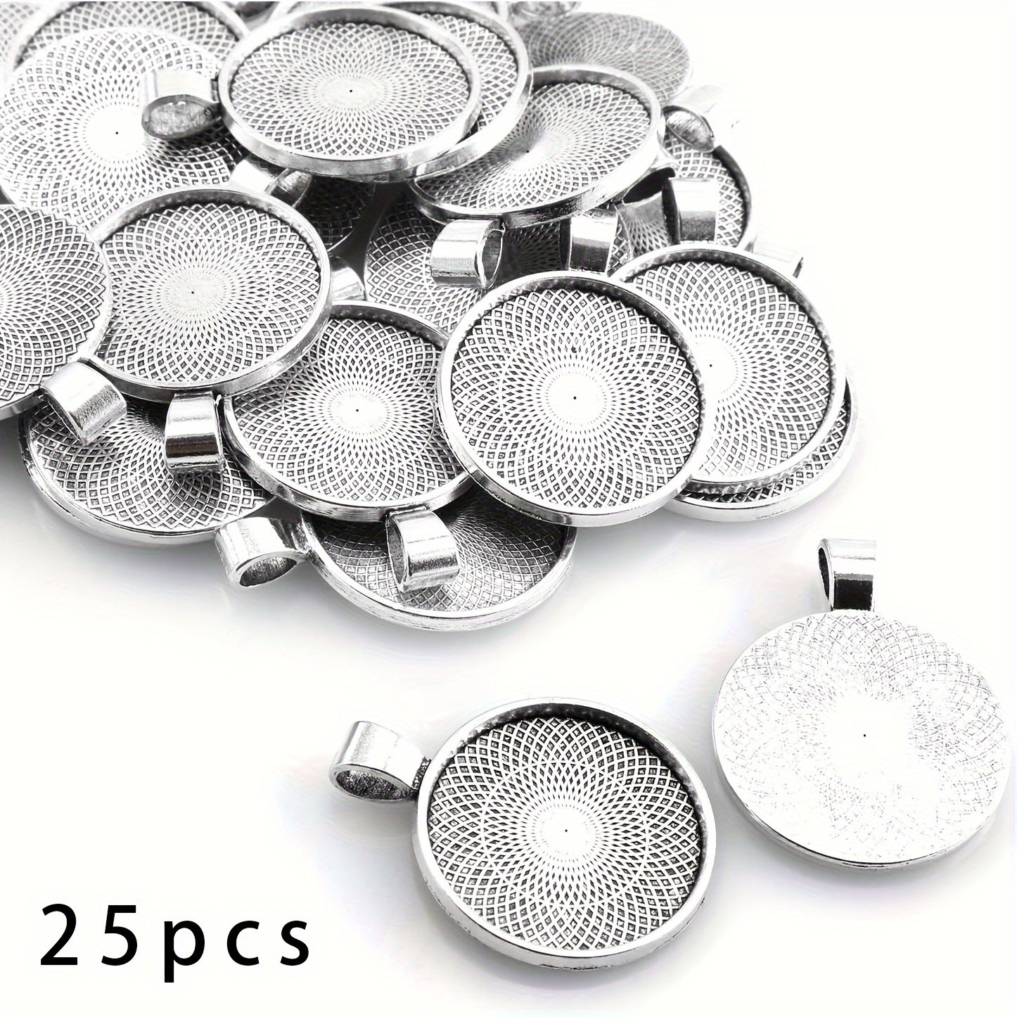 

25pcs Round Bezel Trays Setting Cabochon Pendants, For Diy Earrings Bracelet Necklace And Any Other Accessories, 25mm/0.98''