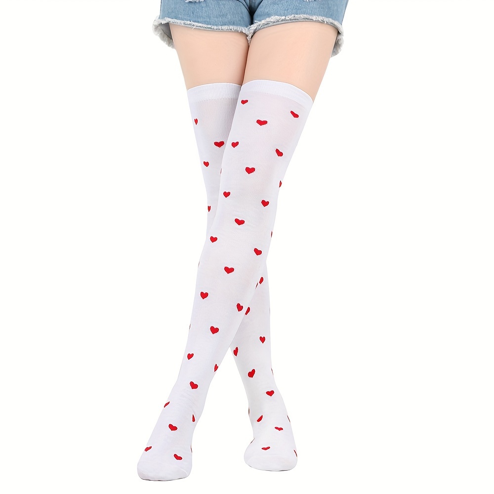 1/5 Pares Calcetines Rojos Estampado Labios Corazones - Temu