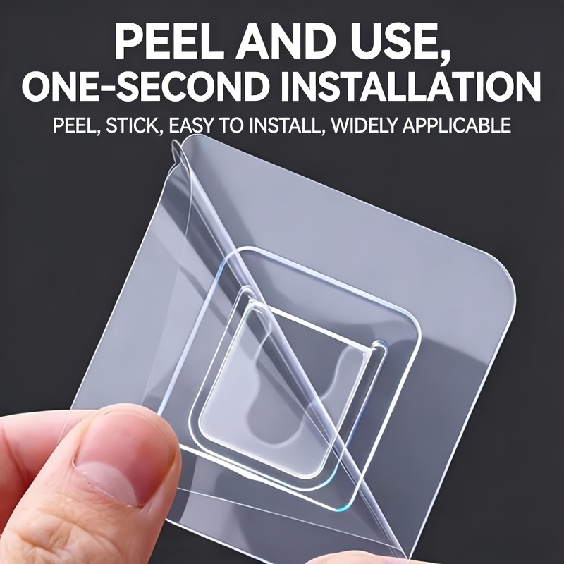 14pcs set no drilling self   strong sticky hook transparent invisible nail   mount fastener tape for photo frame power strip router organizer home office storage utility hooks Product details 0
