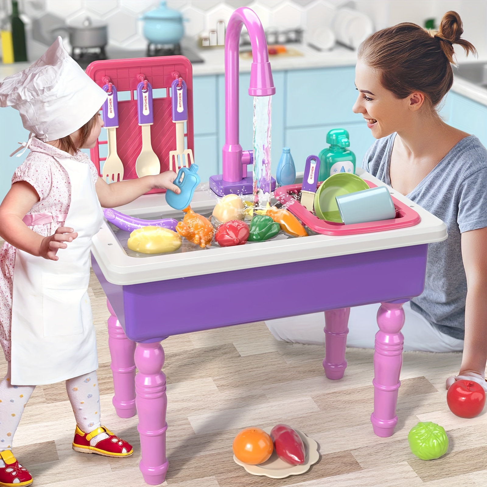 play kitchen sink toys electric dishwasher playing Temu