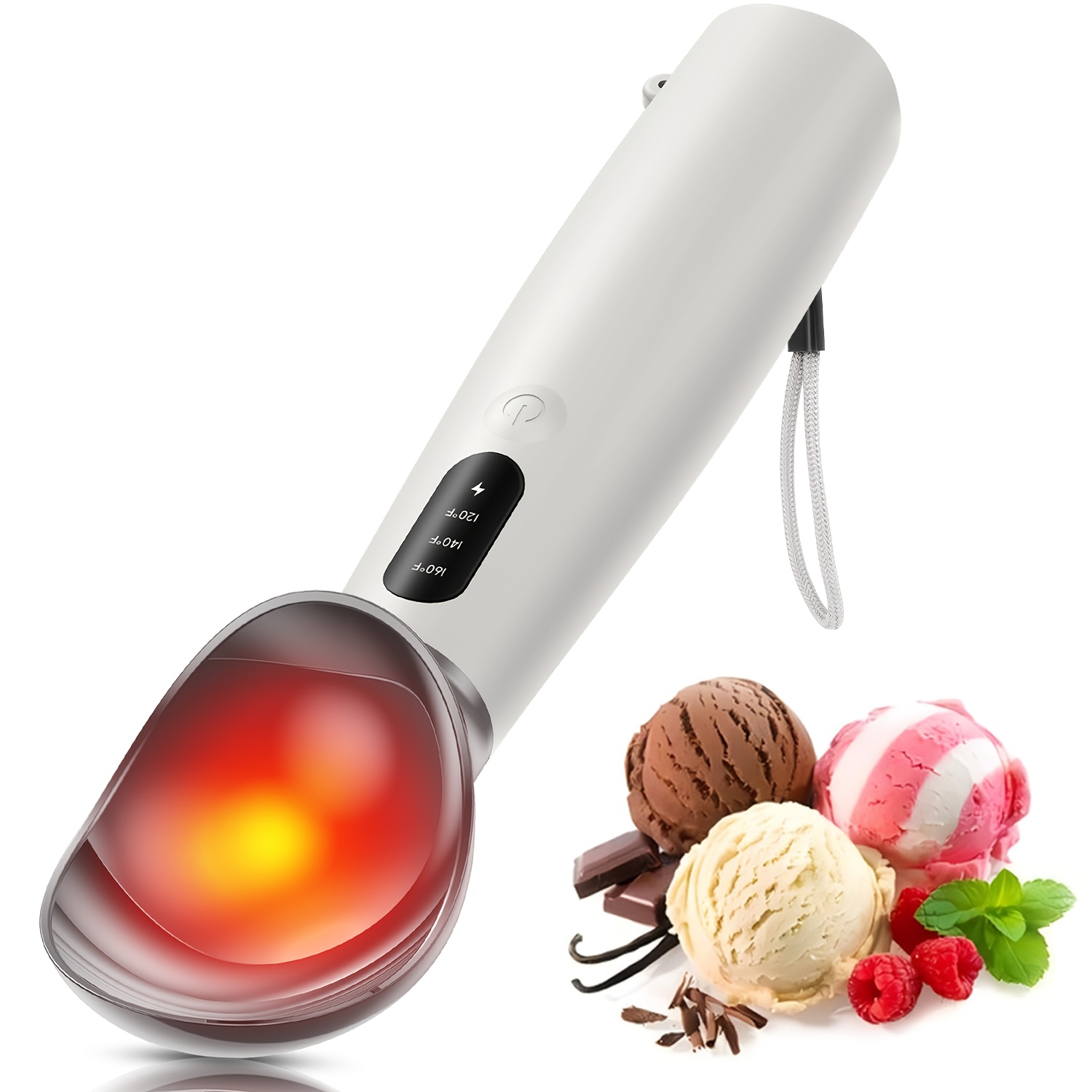 TEMU Heated Ice Cream Scoop, Electric Ice Cream Scoop With 3 Temperature Settings (120Â°f/140Â°f/160Â°f) For Ice Cream, Usb-c Rechargeable, Ice Cream