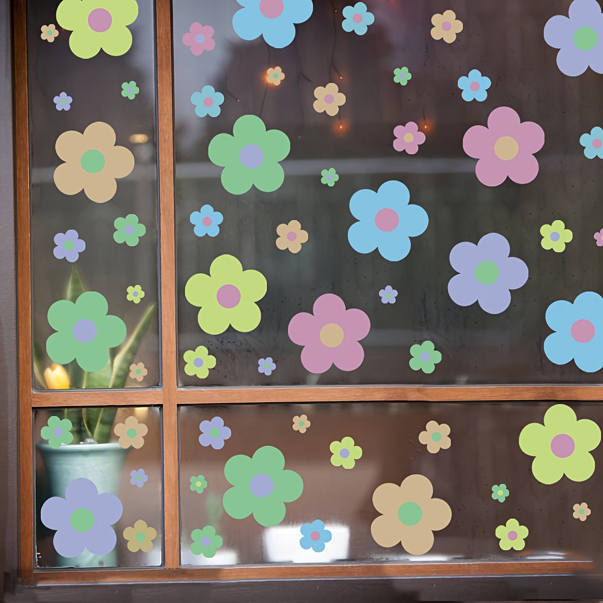 

9pcs/set Flowers Classroom Glass Decoration Window Anti-collision Window Decoration Sticker