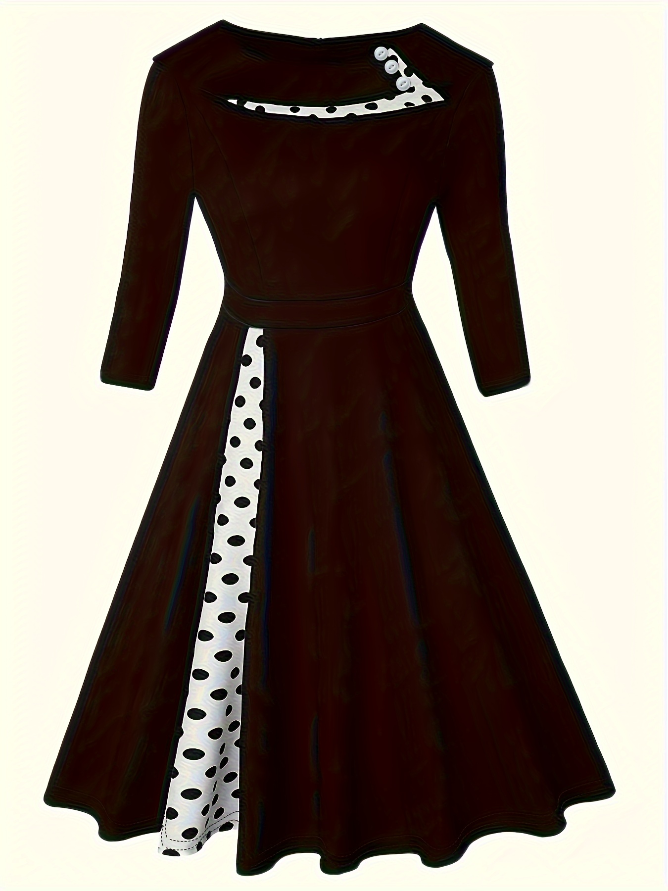 open lace back dress Plus Size] 1950s Color Block Polka Dots Lapel Dress main image 0