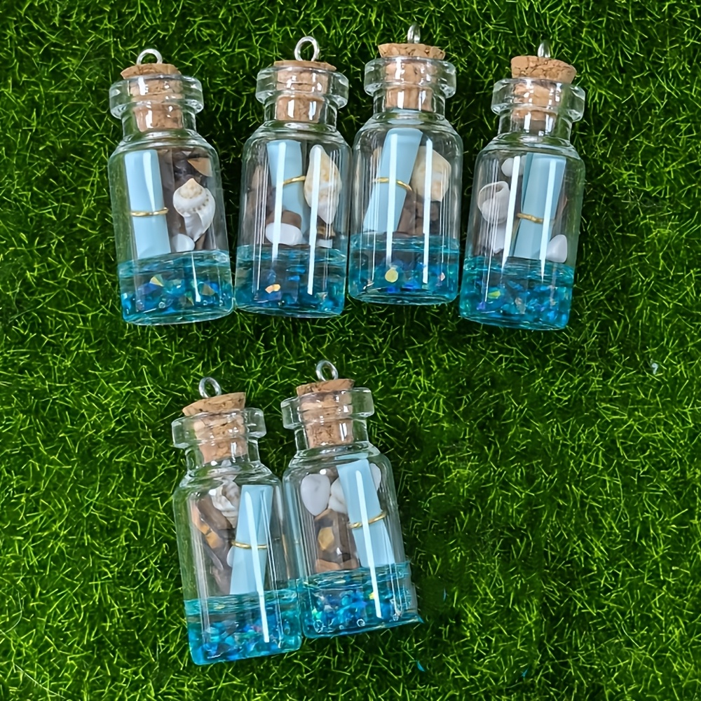 TEMU 6pcs Shell-filled Drift Bottle Capsules Suitable For Earrings & Necklace Pendants, Seashell Filled Decorations, Nautical Making, Diy Crafts,
