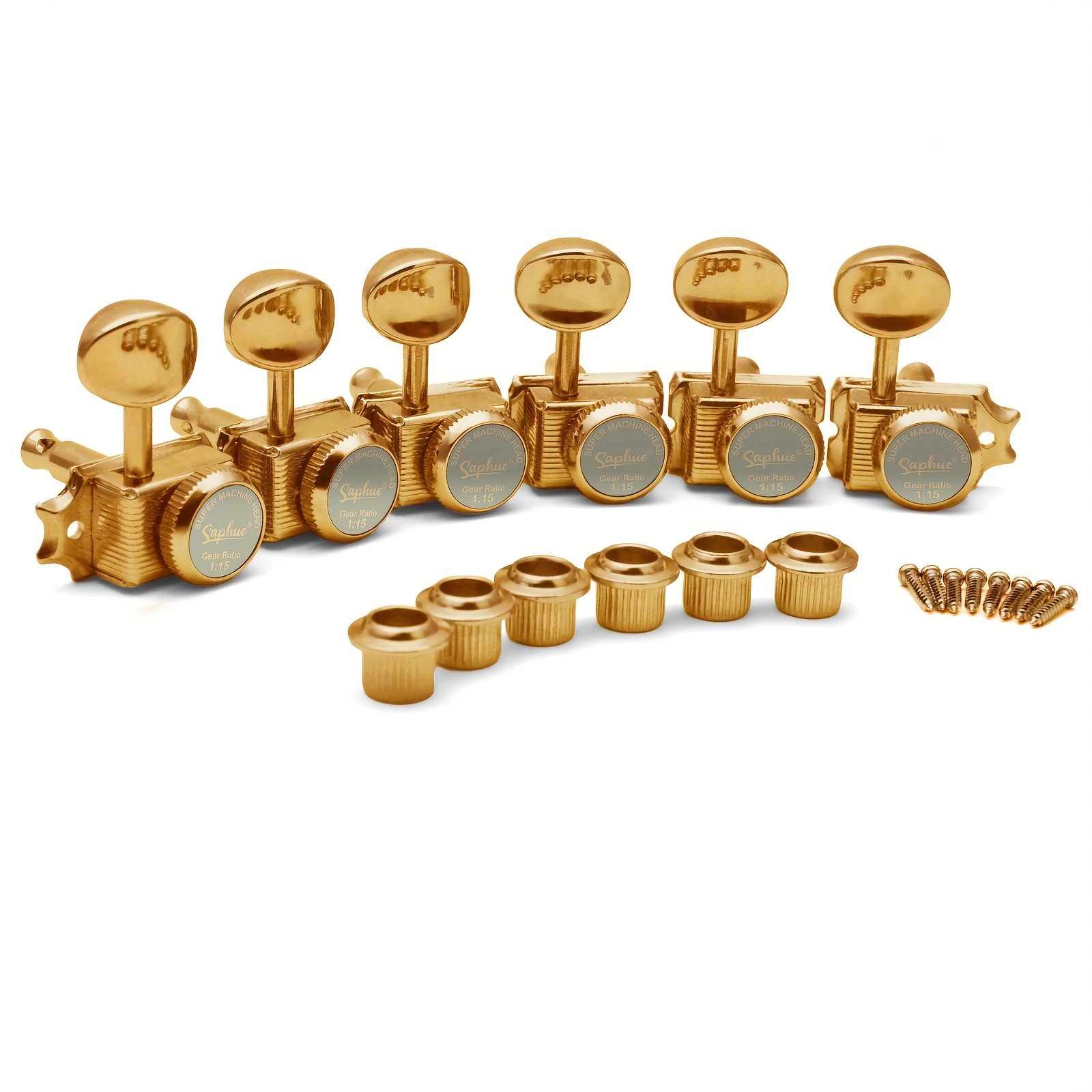 [Inline Guitar Lock Tuners] SAPHUE 6 Inline Guitar Lock String Tuners 1:15 Vintage Guitar Locking Tuning Key Pegs Machine Heads Replacement for ST TL Style Electric Folk or Acoustic Guitars Chrome/Golden, Tuning Pegs, Inline Tuners, Highquality Tuners, Replacement Tuners, Acoustic Guitarists, Guitar Players