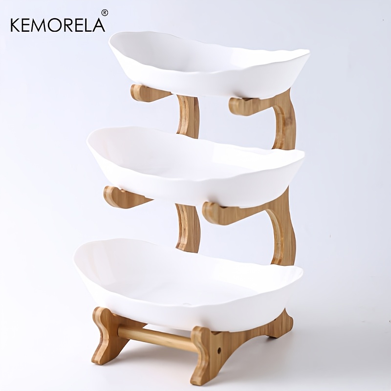 Image of Kemorela 2/3-tier Wooden Fruit And Vegetable Basket With Wooden Legs - Versatile Kitchen Organizer For Fruits, Vegetables, And Iced Food - Perfect For Refrigerator Storage, Fruit Basket For Kitchen