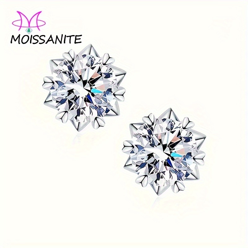 

Radiant Moissanite Snowflake Stud Earrings - Sparkle For Her - Elegant Ear Piercing Jewelry Gifts