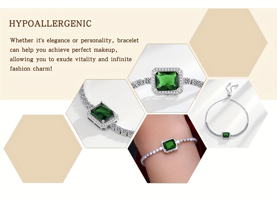 a luxurious and sophisticated ladies bracelet with green   zirconia adjustable 925 silver 4 3g suitable for daily banquets gifting and middle eastern occasions details 2