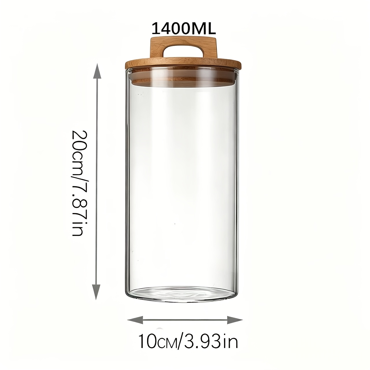 TEMU 700/1000/1250/1400ml Glass Storage Jars With Handles, Airtight Glass Containers For Coffee Beans, Candy, Snacks, Noodles, Tea - Space- Kitchen
