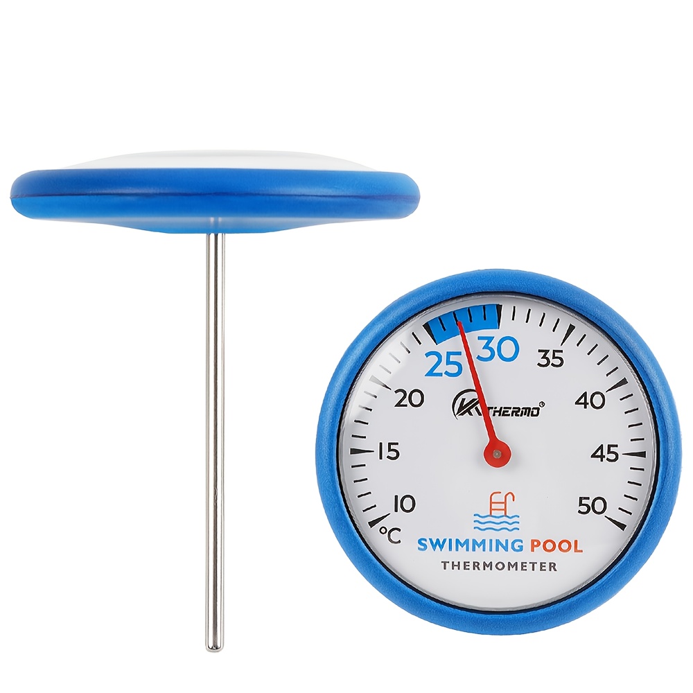 Image of Floating Swimming Pool Thermometer 4.3 Inch - Large Dial, No Batteries, Stainless Steel Probe, Eva Foam With Rope