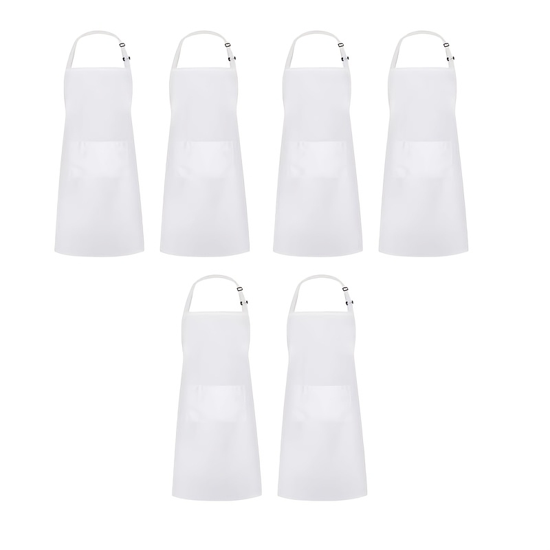 TEMU 6-pack Durable Breathable Polyester Aprons For Men And Women | Customizable With Logo Printing For Restaurants, Painting, And More