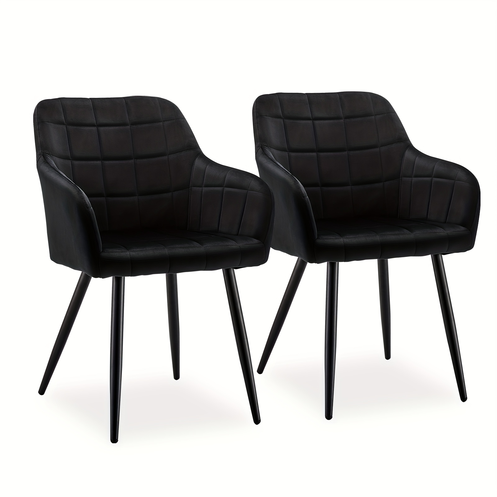 Image of Velvet Dining Chairs Set Of 2, Upholstered Leisure Kitchen Counter Chairs With Backrest And Metal Legs, Living Room Tub Chairs For Lounge Restaurants Reception