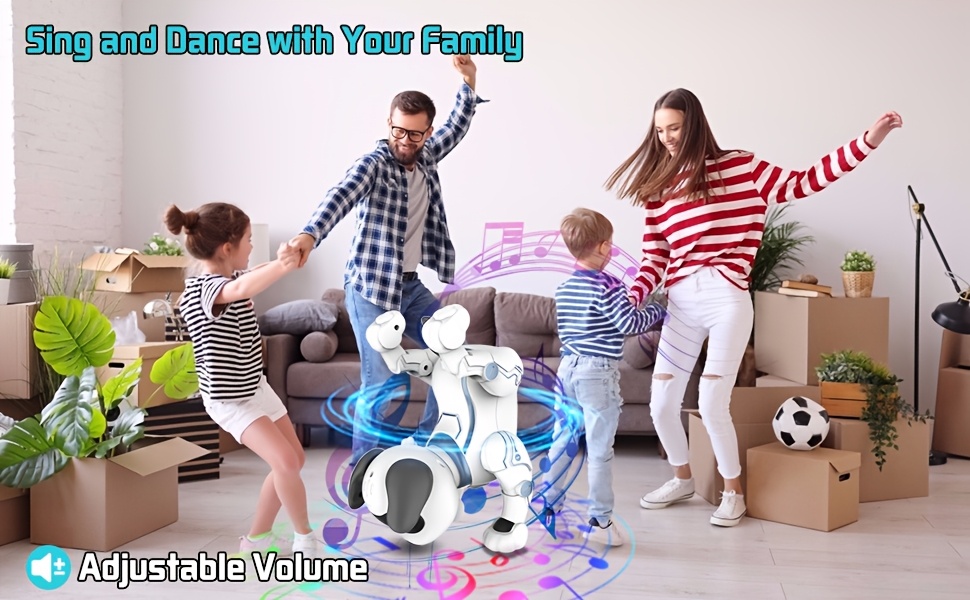 Zechuan Robot Dog, Interactive RC Puppy with Button Control, Floor-Mounted, Walk, Bark, Sing, Dance Functions, Educational Smart Toy, with No Battery Included for Kids, Ideal Gift for Christmas and Halloween