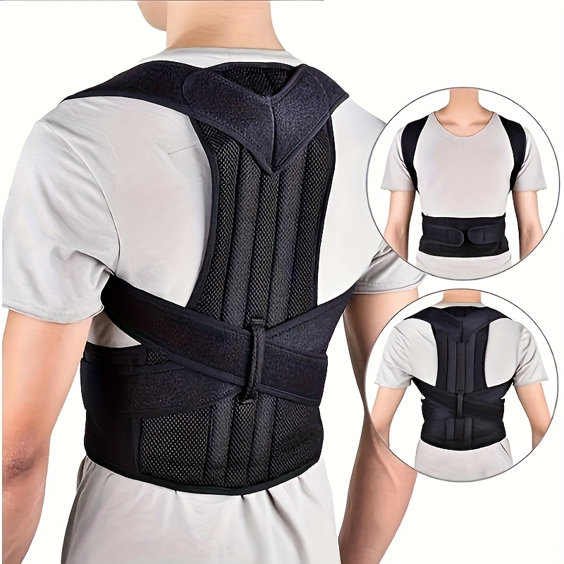 1 pieza, corrector de postura ergonómico negro para adultos, cinturón de soporte invisible con correas de hombro ajustables y soporte lumbar, diseño cómodo y transpirable, adecuado para uso diario.