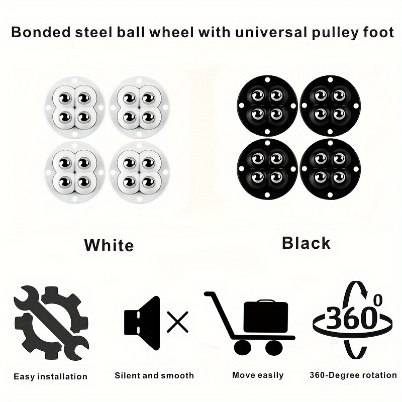 Un set de ruedas universales autoadhesivas de 4 piezas con mini bolas de  nailon dobles, utilizadas en varios gabinetes de almacenamiento, casilleros  pequeños, pequeños electrodomésticos en movimiento, rodamiento de bolas  doble