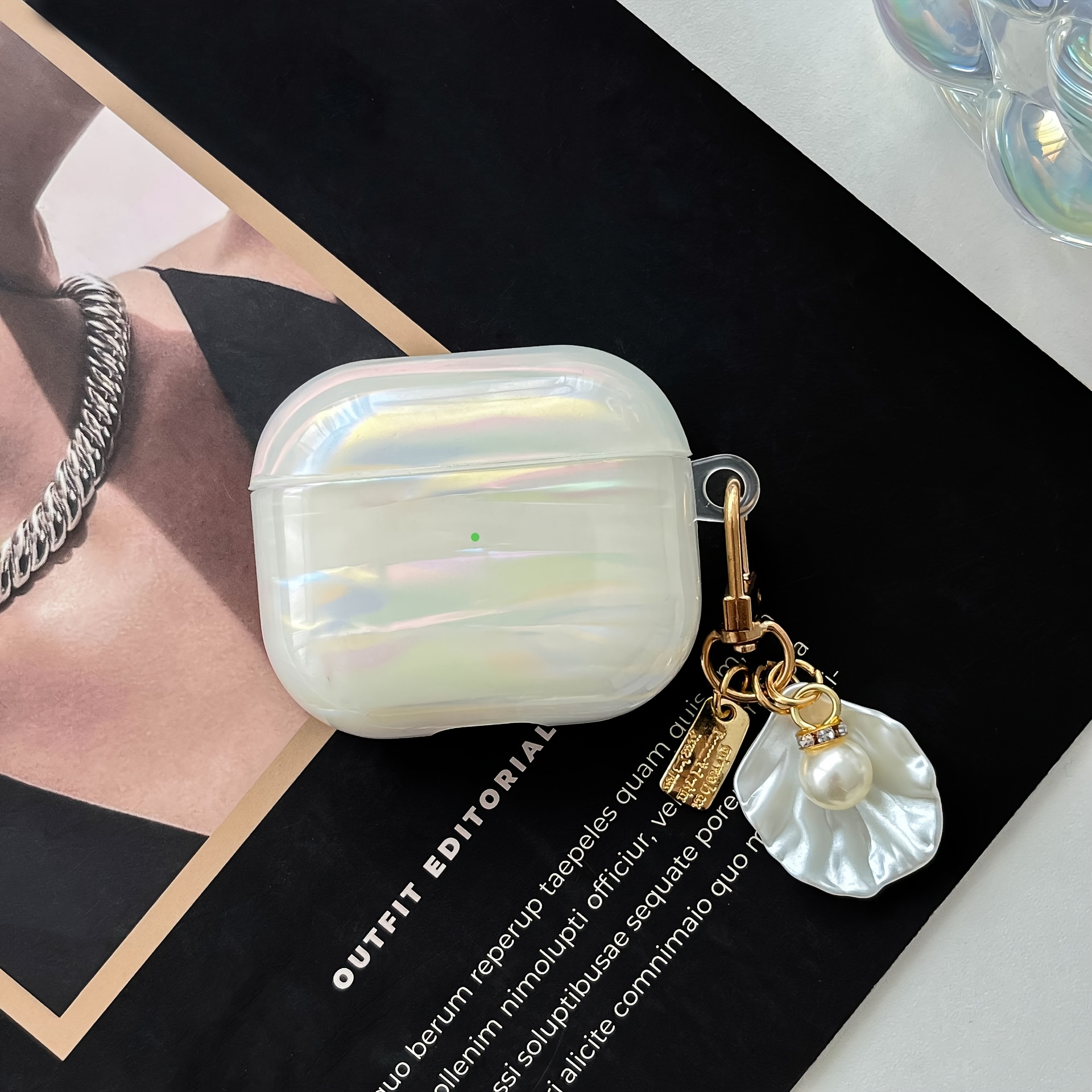 Shell Pattern Earphone Case Compatible With Airpods 1/2/3/4/pro/pro 2/pro 3, Tpu Shockproof Protective Cover With Shell Pendant