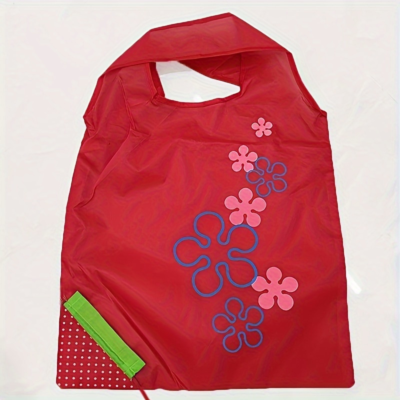 TEMU 1 sac d'épicerie réutilisable en nylon avec fermeture à coulisse et anti-fuite - Sac pliable de carrée avec motif fraise