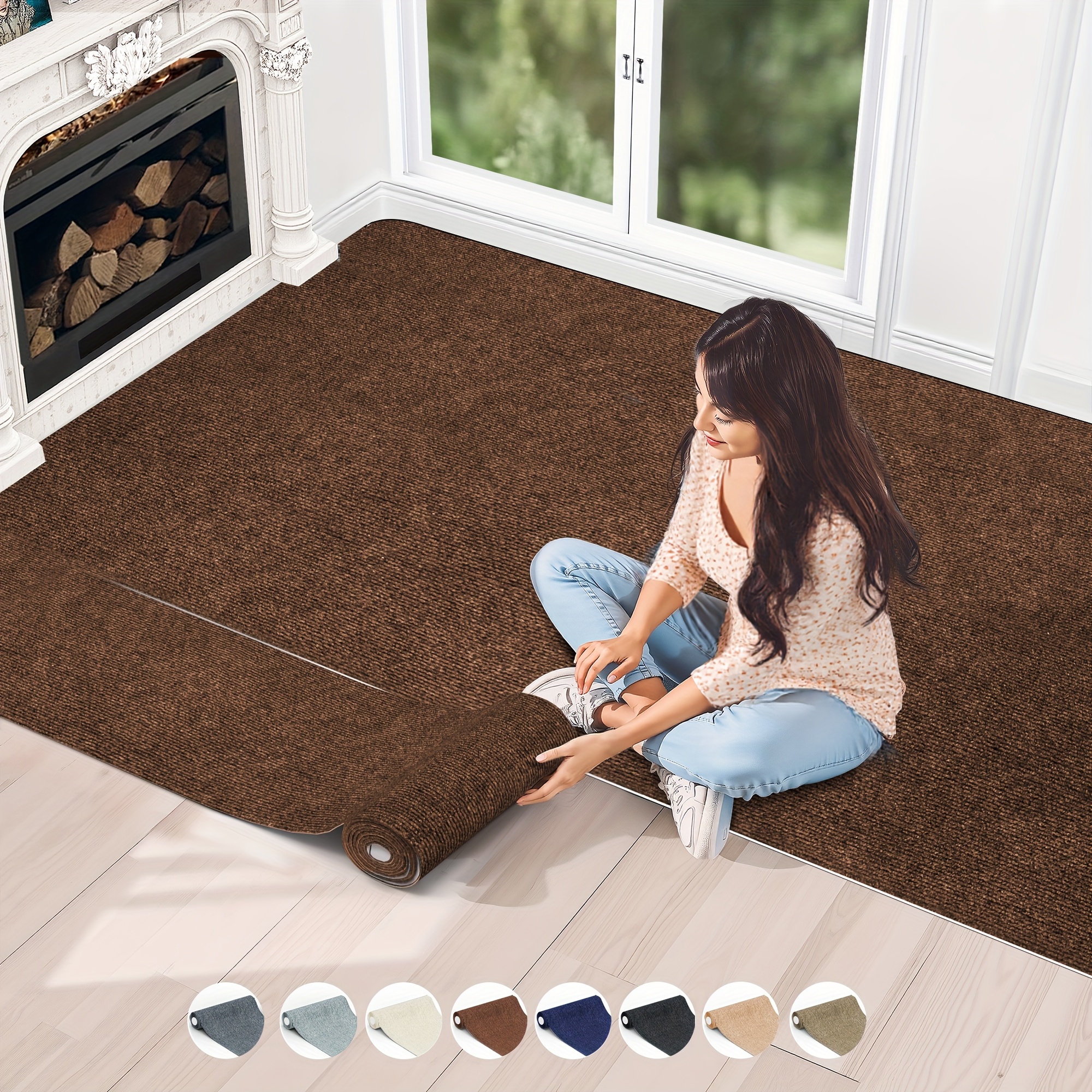 Rutschfester Teppich, selbstklebender Teppich, zuschneidbar und wiederverwendbar * für Treppenmatte, Flurmatte, Wohnzimmer, Schlafzimmer, dekorativer Frühlings- und Sommer-Teppich, 1 Rolle 40 cm * cm