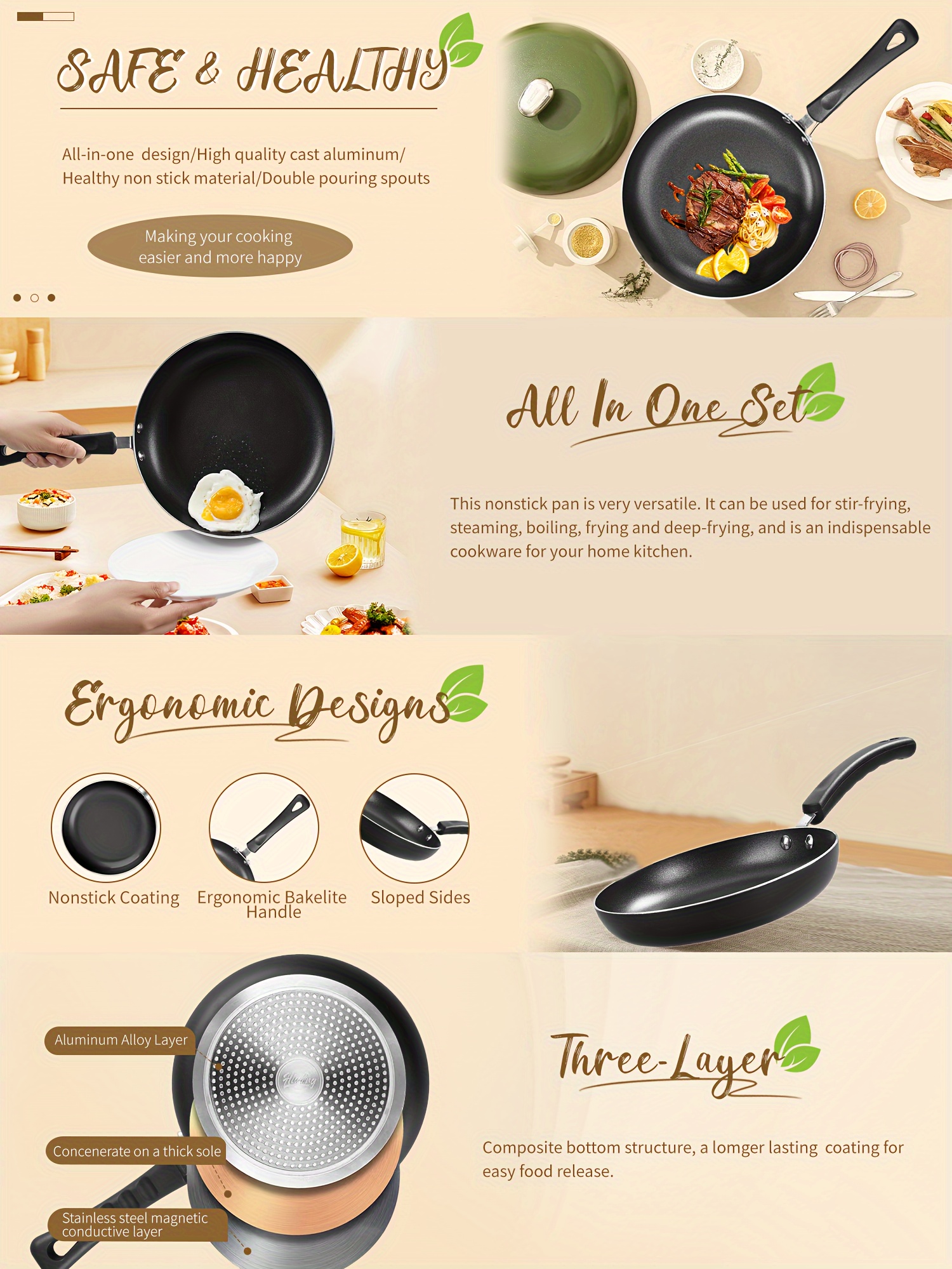 3pcs nonstick frying pan set non stick frying pans induction cookware 8inch 9 5inch 11inch   omelette egg frying pan set kitchen cooking pan set     details 0