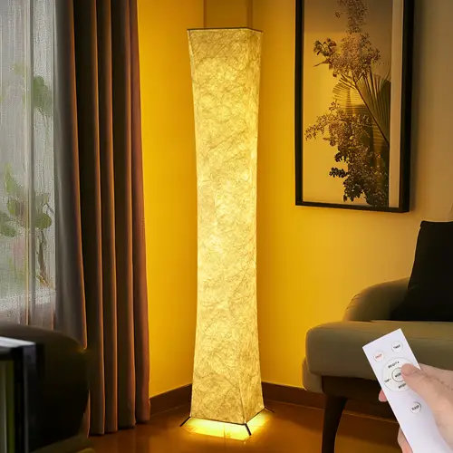modern dimmable led floor lamp usb powered warm 3000 ultra thin fabric shade rectangle metal indoor downlight for living room bedroom desk polished button switch no battery required