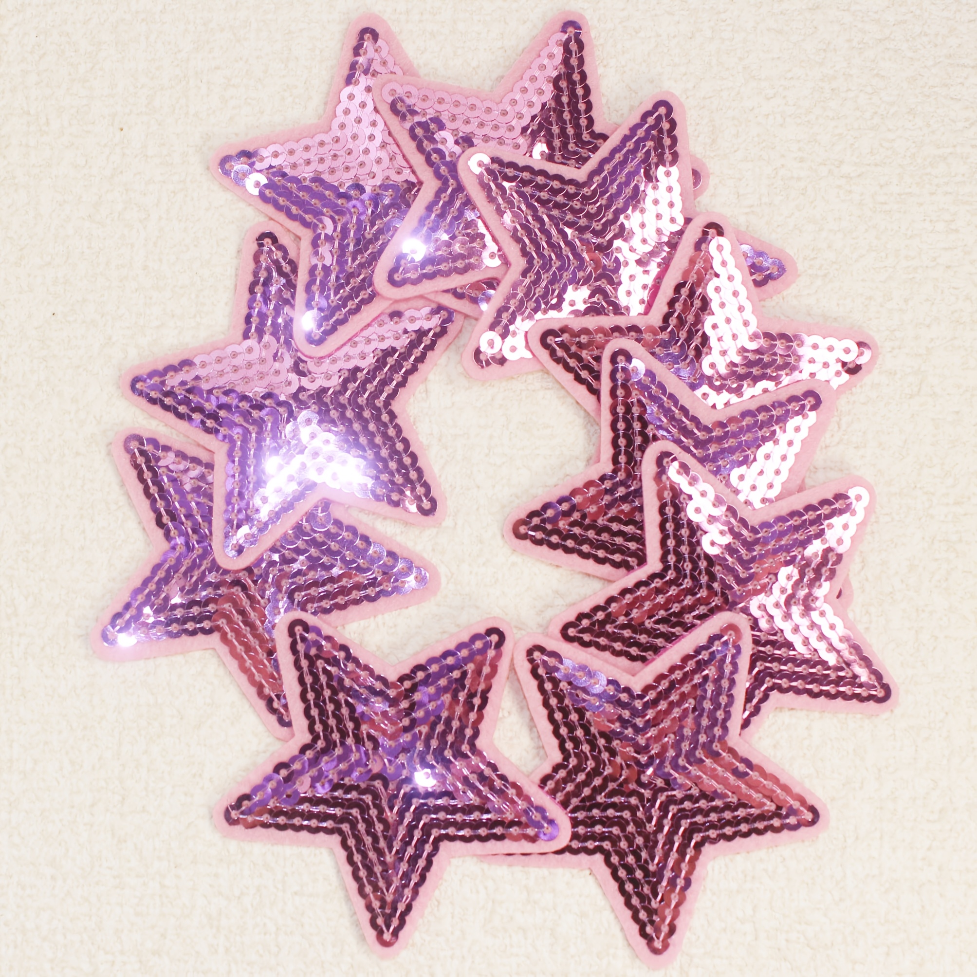 TEMU 10pcs Parches de Estrellas de Lentejuelas Multicolor | Apliques de Poliéster para Planchar para Manualidades DIY y Accesorios de Moda | Adornos