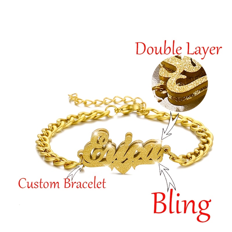 Custom Frosted Name Bracelet, Heart-shaped Couple Gift