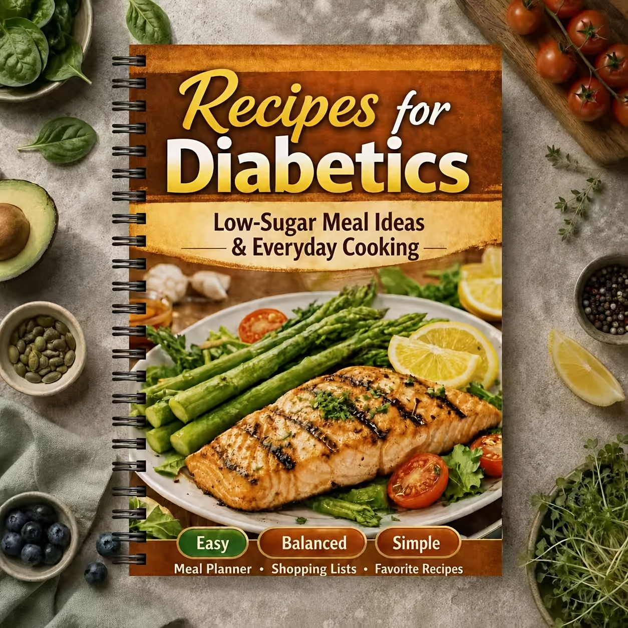 TEMU Type 2 Diabetes Diet Planner (spiral Bound) | Food Record Book, Weekly Meal Plan And Blood Sugar Tracking Journal, Suitable For Beginners