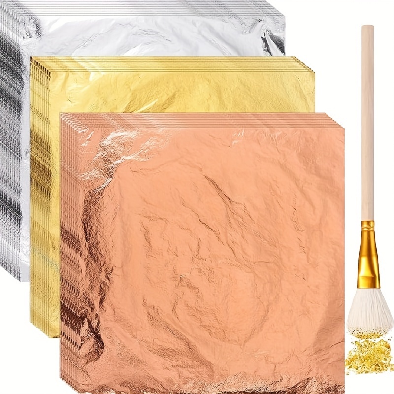 

150 Sheets Of Golden Silvery Rose Color, Complete With A Foil Brush. Ideal For Art Projects, Painting, And Golden Plating, Each Sheet Measures 5.5 X 5.5 Inches.