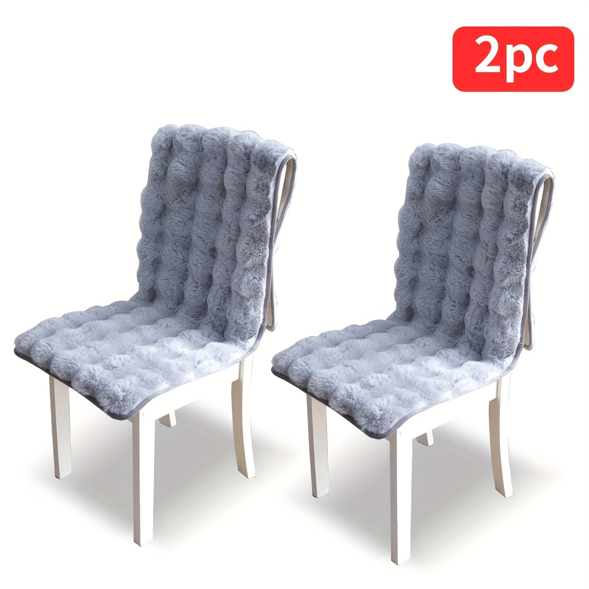 TEMU 2 pezzi/4 pezzi Coprisedie lunghi in peluche antiscivolo, ispessiti con cuscino per schienale, facili da installare, elastici con particelle