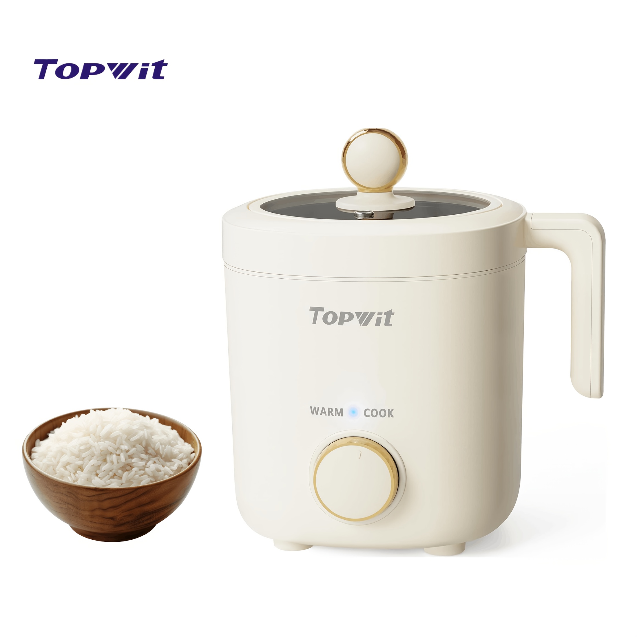 TEMU Topwit Rice Cooker Small, 2-cups , 1.2l Mini Rice Cooker With Coating, Bpa Free, Portable Rice Maker With & Function, Grey