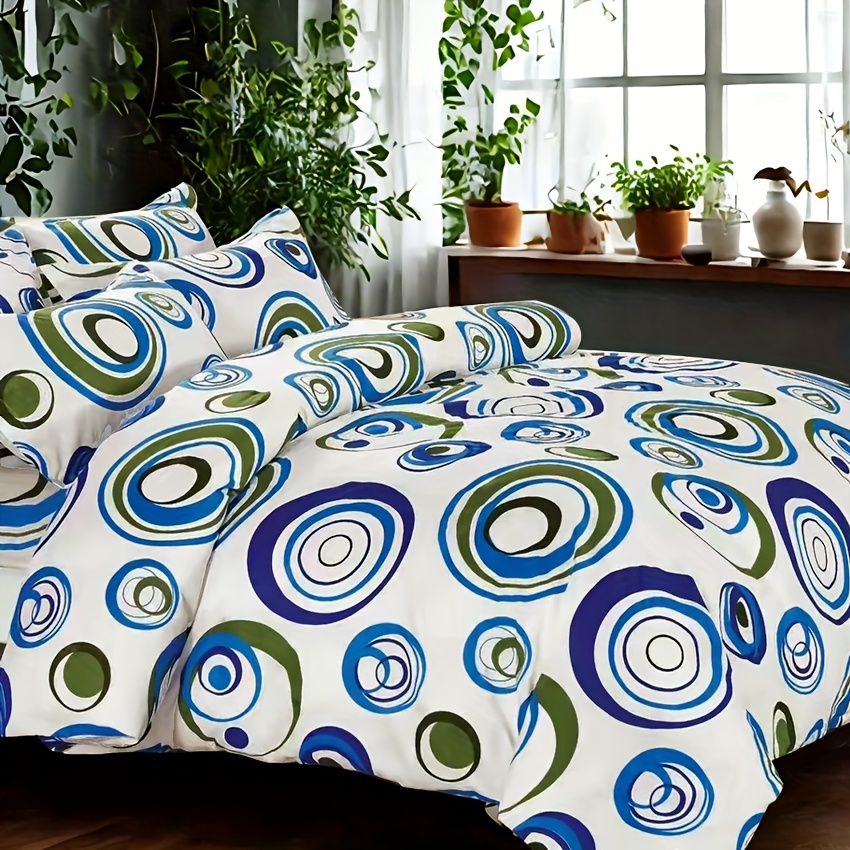 TEMU 3pcs Soft Comforter Set, Geometric Quilt Set, Luxury Bedding Set With 1 Comforter And 1 Pillowshams For All , Bed In A Bag For Home, Hotel, Travel