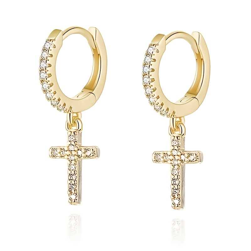 Cubic Synthetic Zirconia Cross Earrings