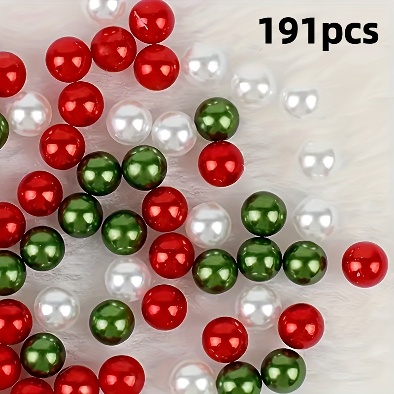 TEMU 191pcs Christmas Beads Suitable For Making - Round Loose Beads With Straight Holes, / Suitable For Crafting, Holiday Crafts For &, Handicraft