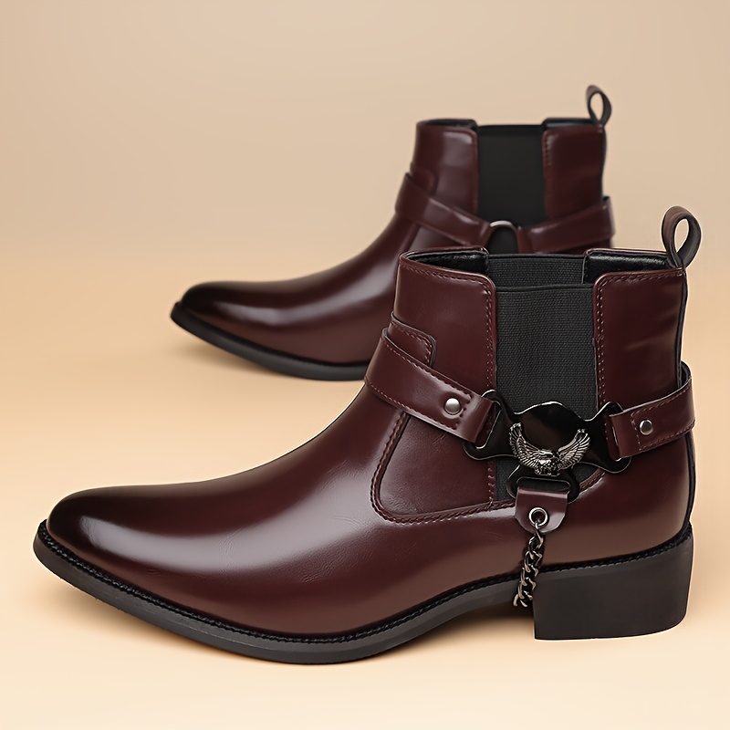 QRLQRL Men'S Slip-On Chelsea Boots - Glossy Black Faux Cover, Round Toe & Rubber Sole, All-Season Casual Shoes for Daily Wear, Comfortable & Durable Design, Versatile Footwear, Sleek Style, Sturdy Construction, Fashionconscious Men, Urban Style, Modern Footwear, Highquality Finish, Urban Lifestyle