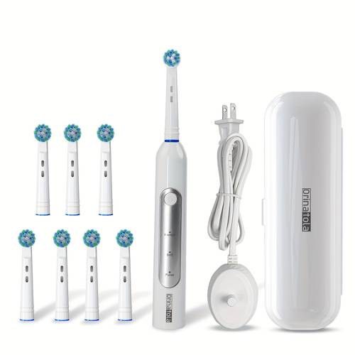 rotating electric toothbrush with 8 replaceable toothbrush heads wireless induction charging cleaning ipx7 water suitable for oral care a great gift for and parents