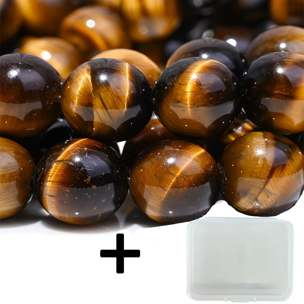 TEMU A Full Strand Of High-quality Natural Stone Beads, 's Eye Round Loose Beads   Box, For Jewelry Making Diy Bracelets, 14 Inches/strand, 6/8/10mm,