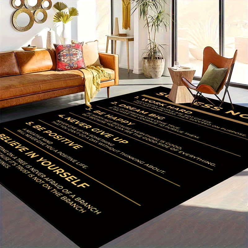 success inspirational quotes area rug slip resistant polyester mat for entryway living room   washable indoor carpet fits large spaces motivational home decor rug 15x23 to 63x78 inches multiple sizes   details 4