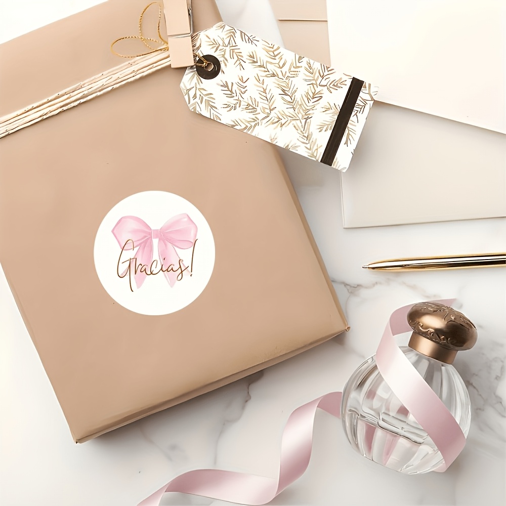 TEMU 96 piezas de pegatinas elegantes de con lámina dorada "Gracias" - Etiquetas redondas de agradecimiento en español para envoltura de regalos de ,