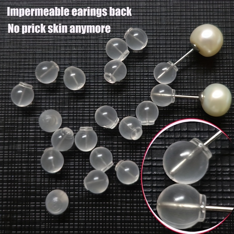 

20pcs Plastic Earring Backs, Clear Anti-slip Silicone Stud Stoppers, Transparent Ball Earring Stoppers For Making