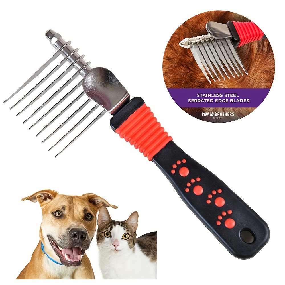

Stainless Steel Dog Grooming Comb, Dog Dematting Rake Tool For Effective Hair Removal And Detangling