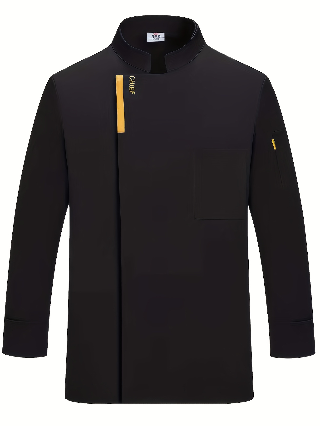 1 chef uniform jacket with long sleeves in black white and gray colors machine washable an   for restaurants eateries bakeries and culinary schools with pockets suitable for kitchen baking restaurant chef work black 0