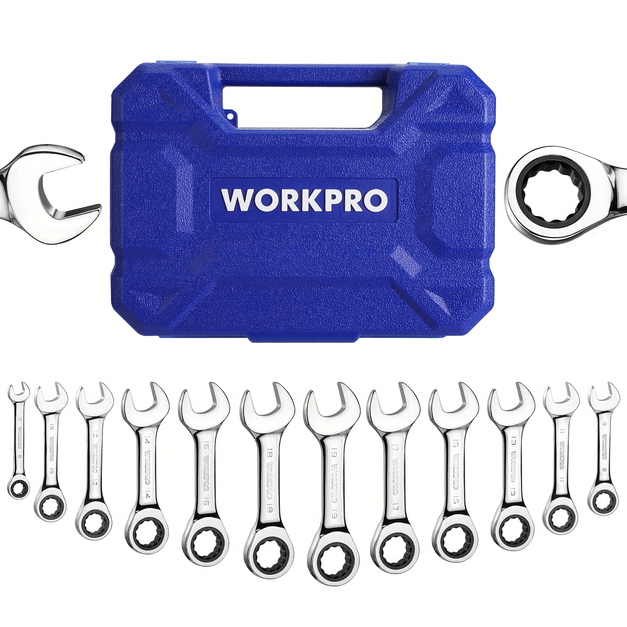 

Workpro 12-piece Stubby Ratcheting Wrench Set, Metric 8-19mm, 72-tooth, Cr-v Steel, Small Ratchet Combination Wrenches Set With Premium Stotage Case