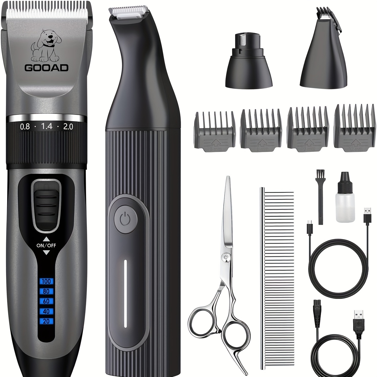 

Gooad Dog Grooming Kit Clippers - 4 In 1 Low Noise - Rechargeable Cordless Silent Claw Trimmer Nail Grinder, Clippers For Trimming Thick And Thin Hair, Pet Shaver For Small And Large Dogs And Cats.