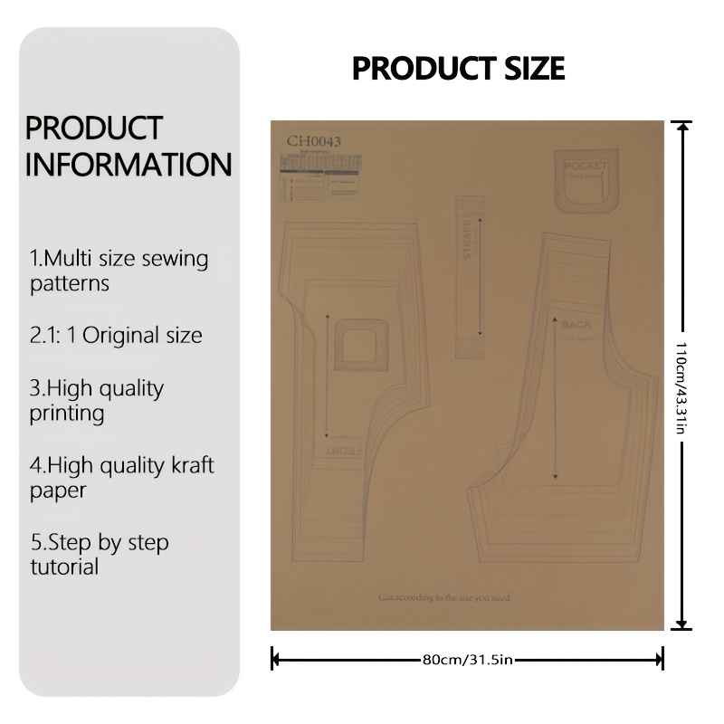 TEMU Romper Size 9 (6m - 10y) Sewing Patterns, 1:1 Scale Garment Patterns, Beginner's Sewing Kit, Clothing Prototype Patterns, Perfect Tailoring And